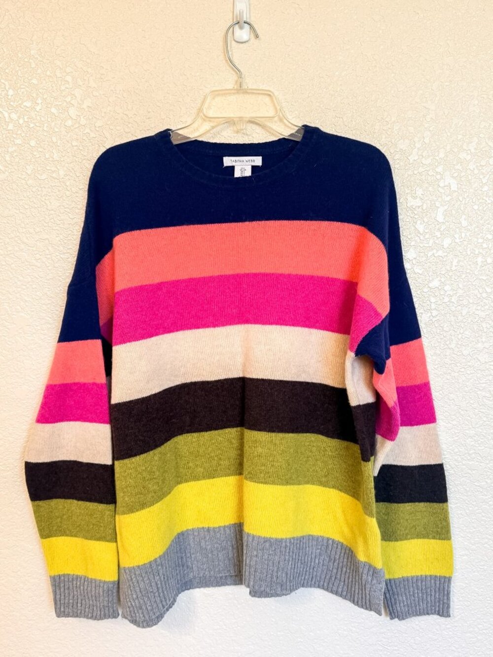 Anthro TABITHA WEBB Lambswool Striped Sweater Large Colorful Oversized Slouchy